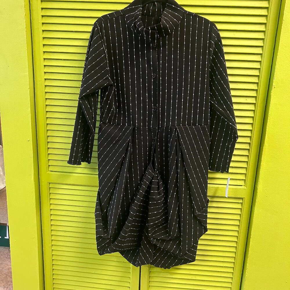 Hey Dari Striped Duster Coat – Statement Draped Jacket